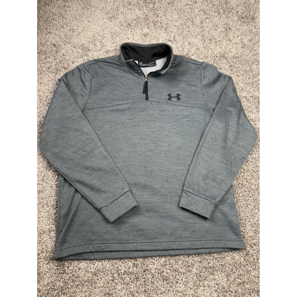 Under Armour ColdGear Mens Large Gray Heathered Quarter Zip Pullover Loose Fit
